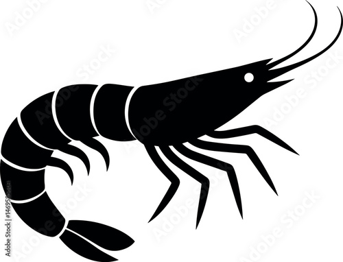 Shrimp vector black silhouette print design