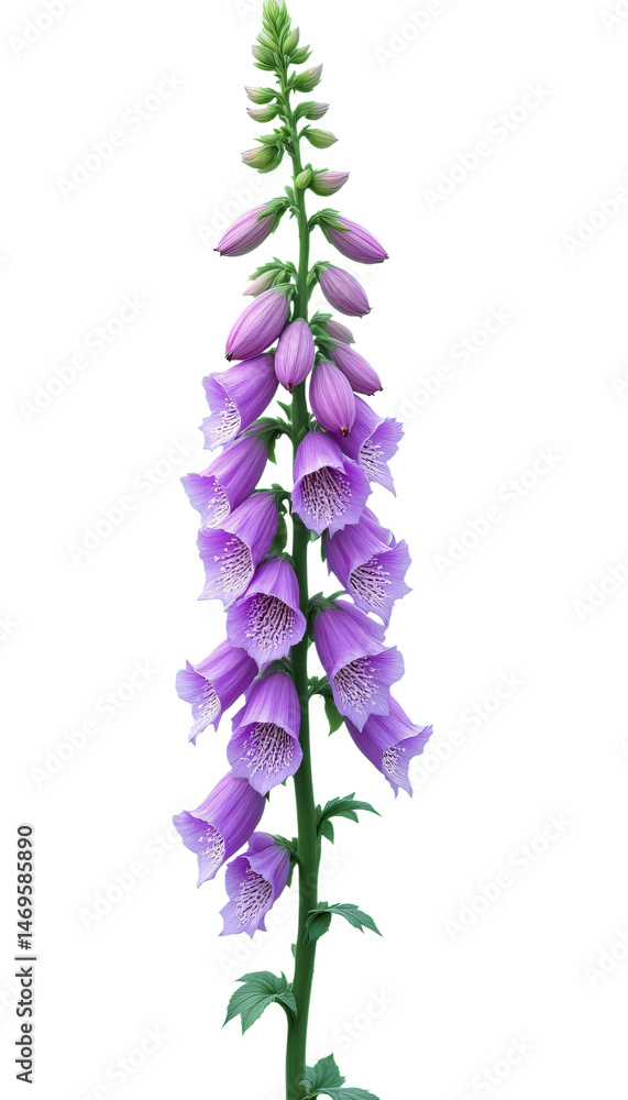 Fototapeta premium Purple Foxglove Flower, Isolated Transparent Background