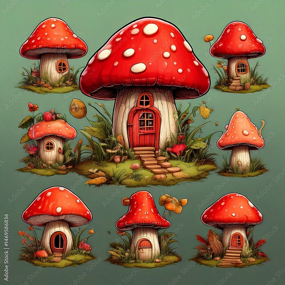 set of fairy tale houses