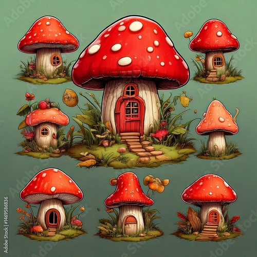 Obraz na płótnie set of fairy tale houses
w salonie