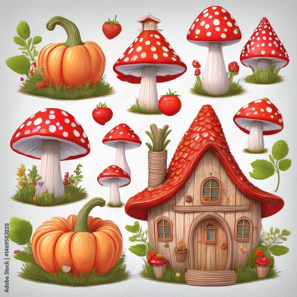 set of fairy tale houses