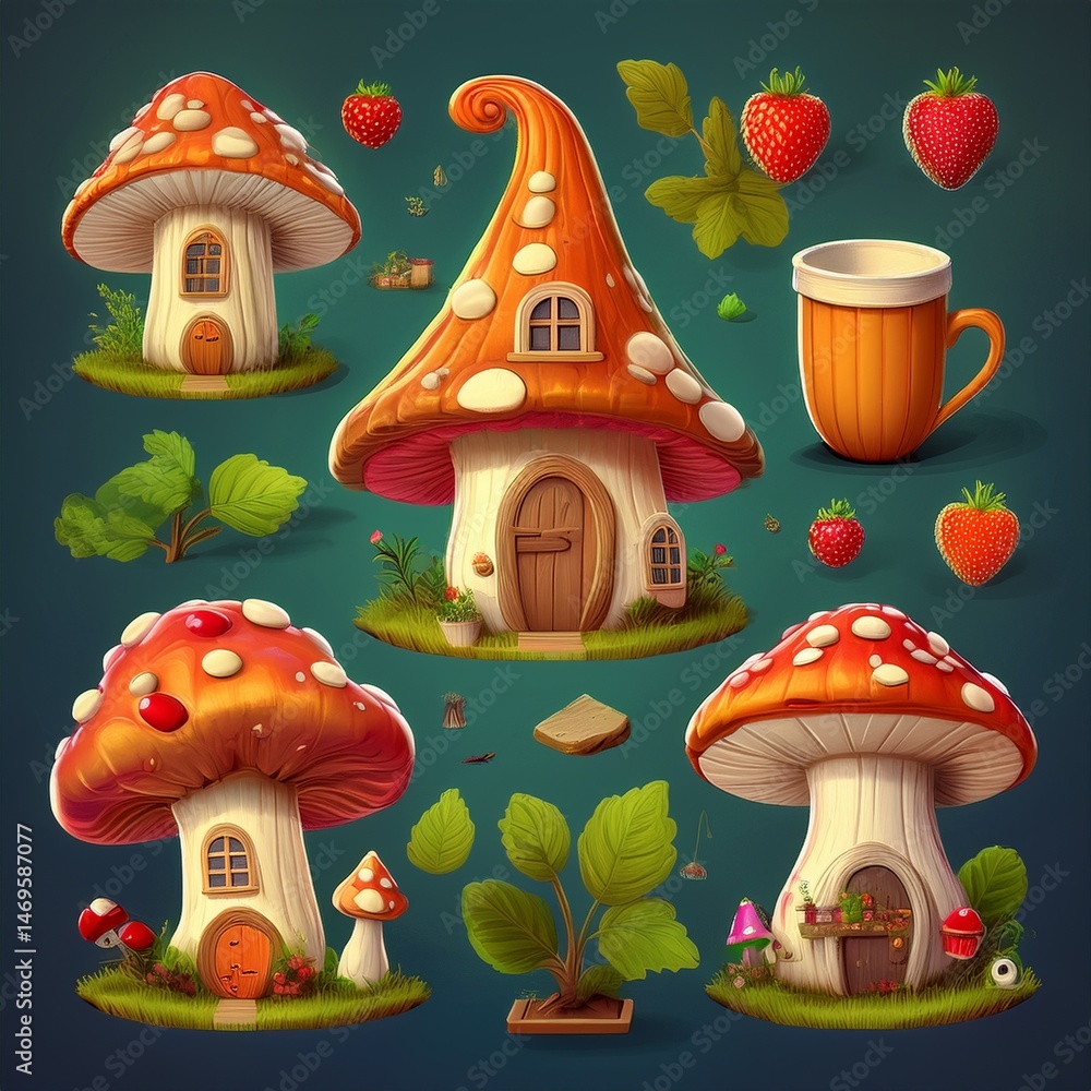 set of fairy tale houses