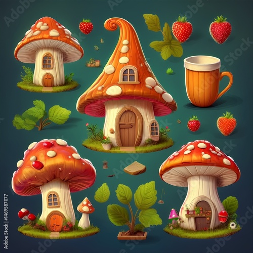 Obraz na płótnie set of fairy tale houses
w salonie