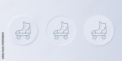 Grey Roller skate icon isolated on grey background. Set icons in square buttons. Vector