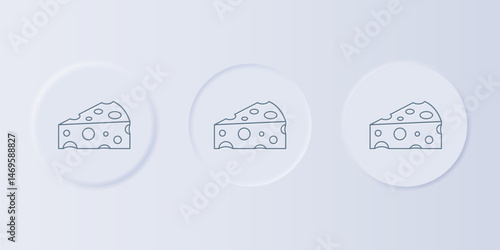 Grey Cheese icon isolated on grey background. Set icons in square buttons. Vector