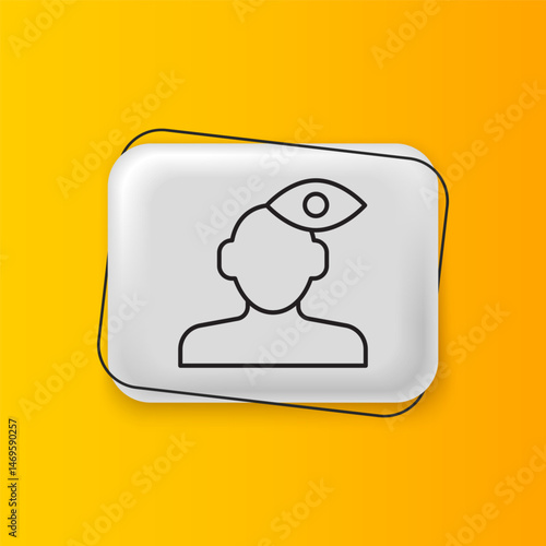 Black Solution to the problem in psychology icon isolated on yellow background. Therapy for mental health. Silver rectangle button. Vector