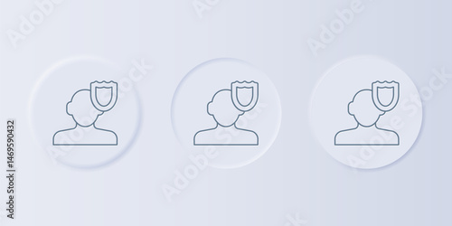 Grey Psychology icon isolated on grey background. Psi symbol. Mental health concept, psychoanalysis analysis and psychotherapy. Set icons in square buttons. Vector