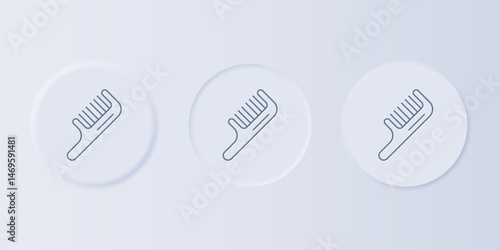 Grey Hairbrush icon isolated on grey background. Comb hair sign. Barber symbol. Set icons in square buttons. Vector