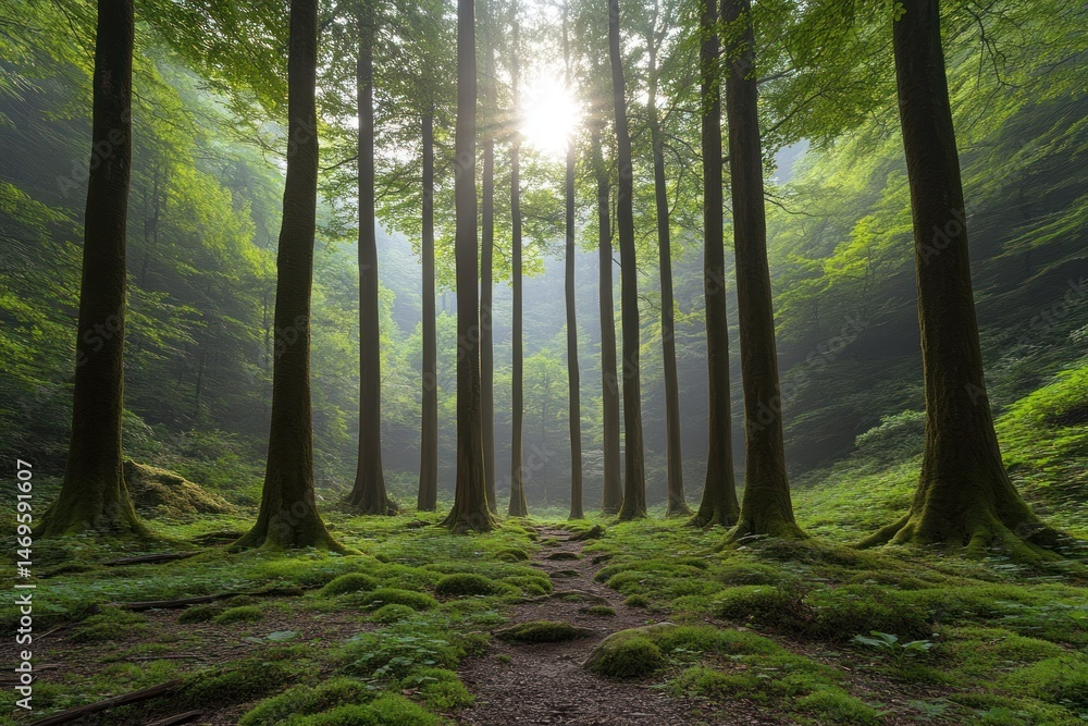 Fototapeta premium A lush forest with towering trees representing the abundance of natural resources