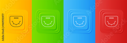 White Poker table icon isolated on colorful background. Set icons in square buttons. Vector