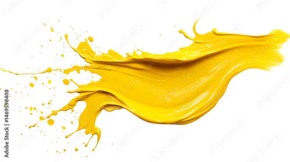 Fototapeta premium Vibrant Yellow Grunge Paint Stroke Isolated on Transparent Background for Design Projects