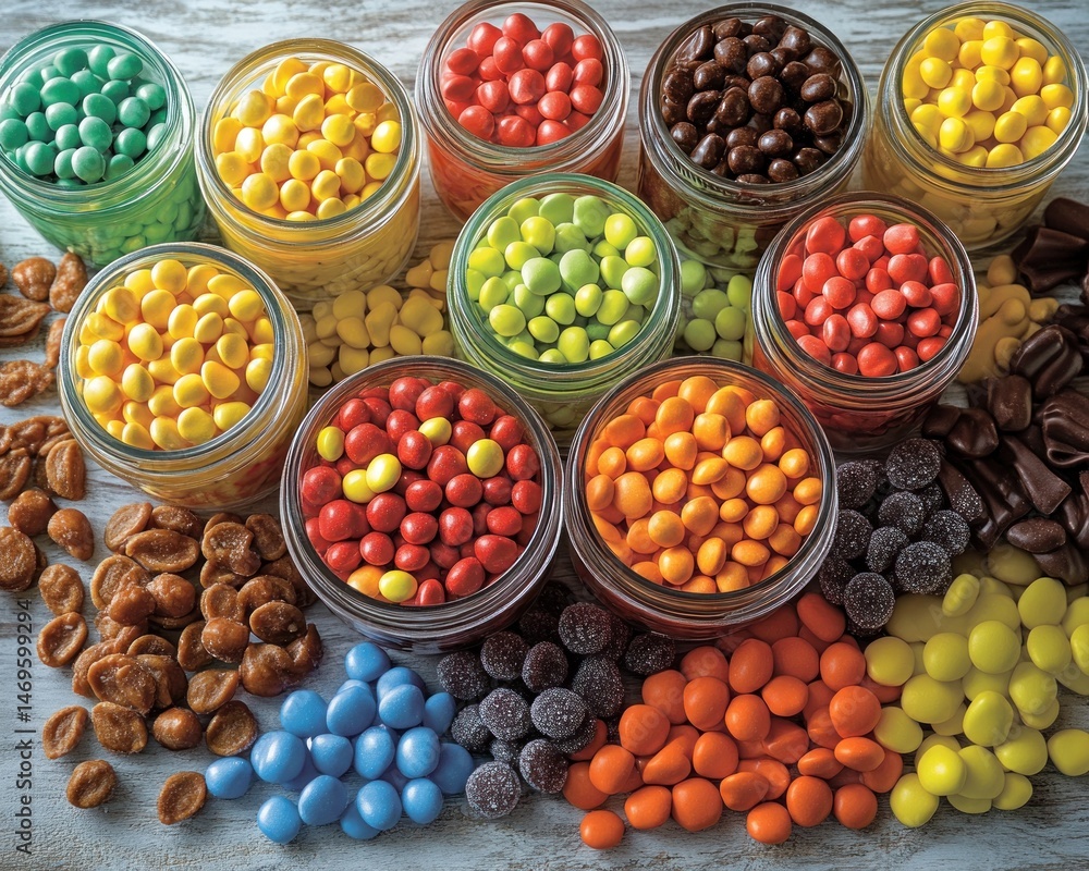 Colorful Candies in Jars Colorful Candies in Jars