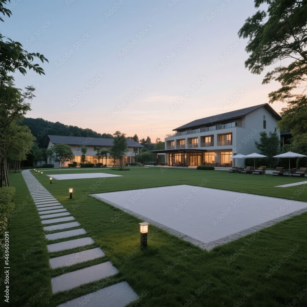 Modern Residential Complex with Landscaped Garden Modern Residential Complex with Landscaped Garden