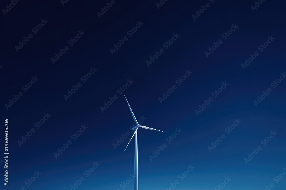 Fototapeta premium minimalistic photo of single wind turbine against clear blue sky