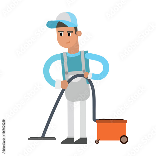 cartoon character man cleaning service style