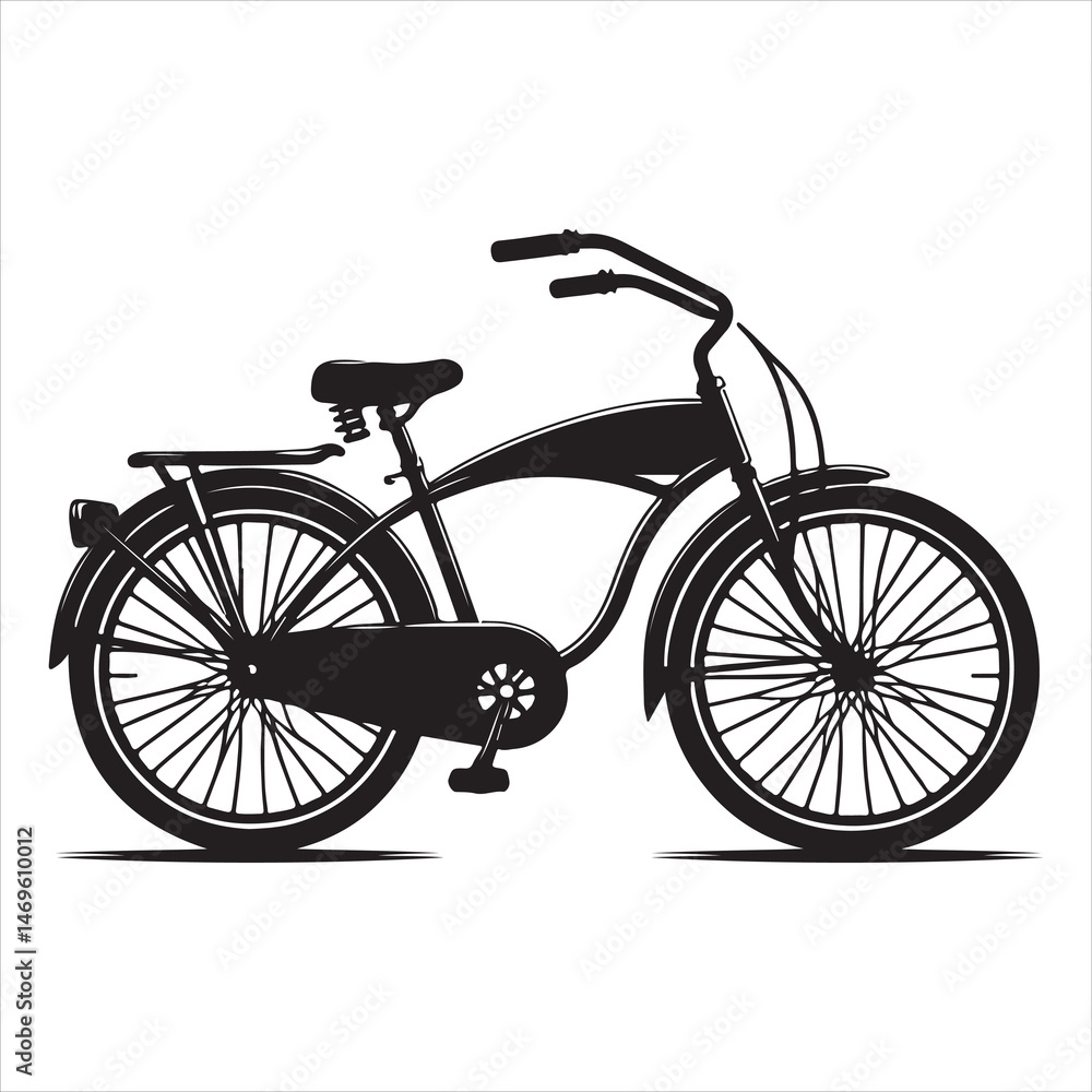 Fototapeta premium Classic Bicycle Silhouette for City Rides , black colour vactor