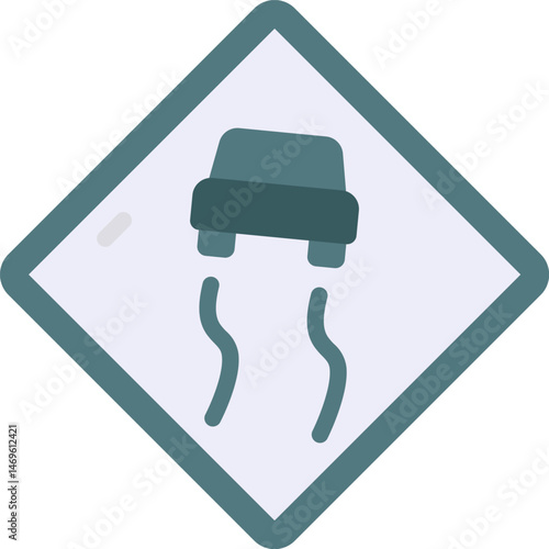 Slippery road illustration on a white background     