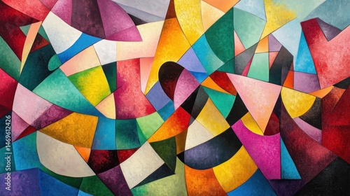 Dynamic geometric composition with vivid, abstract color exploration