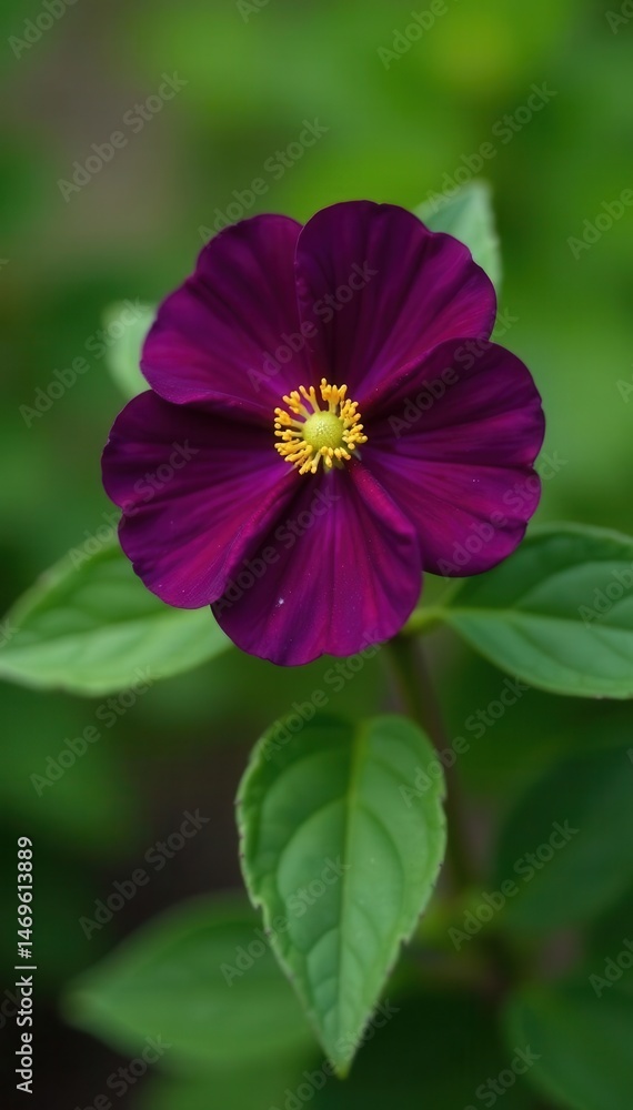 Fototapeta premium Solanum crispum's deep purple flower, garden setting , image, vine