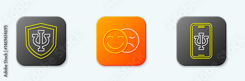 Set line Psychology, Psi, Comedy and tragedy masks and Psychologist online icon. Vector