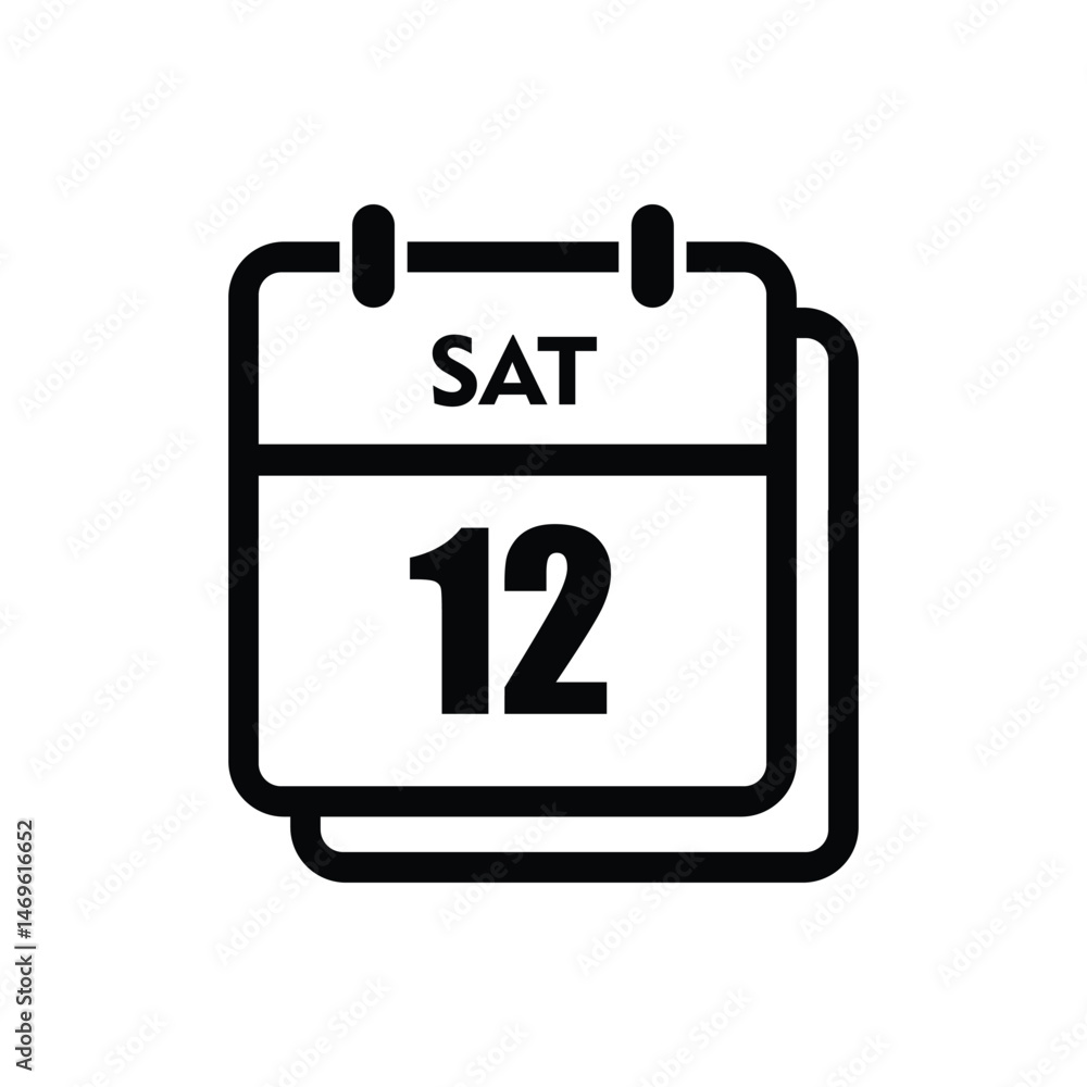 12 saturday icon with white background, calender icon 12 saturday icon with white background, calender icon