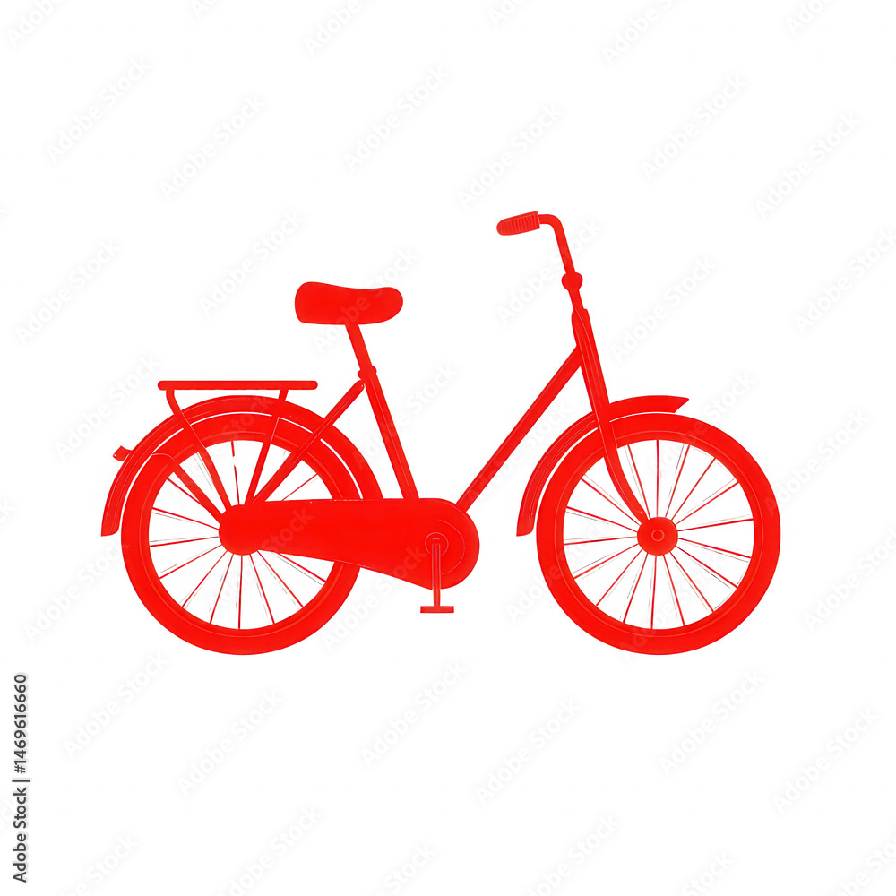 Fototapeta premium A vibrant red bicycle with a classic design, featuring a comfortable seat and sturdy wheels, suitable for leisurely rides or commuting.
