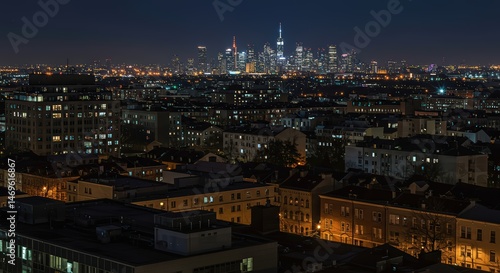 Wallpaper Mural Night Lights Cityscape: A Panoramic View of Urban Skyline at Night Torontodigital.ca