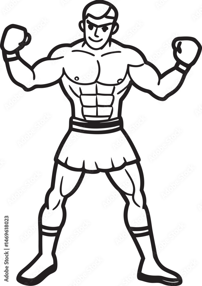 Fototapeta premium Boxer Training, and Motivation for Success pose vector pose on white background