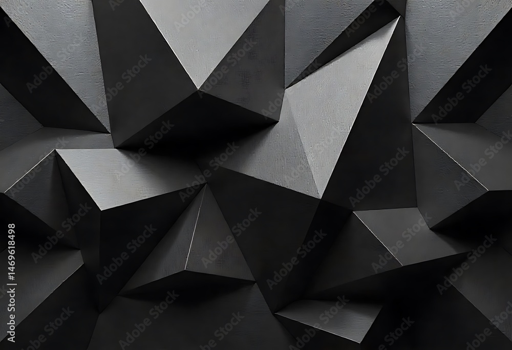 Geometric Abstract 3D Black Polygonal Shapes Geometric Abstract 3D Black Polygonal Shapes