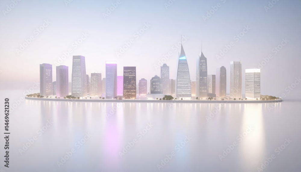 Fototapeta premium Cityscape Illustration Modern Buildings