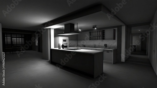 Wallpaper Mural Interior view of a modern kitchen at night. Torontodigital.ca