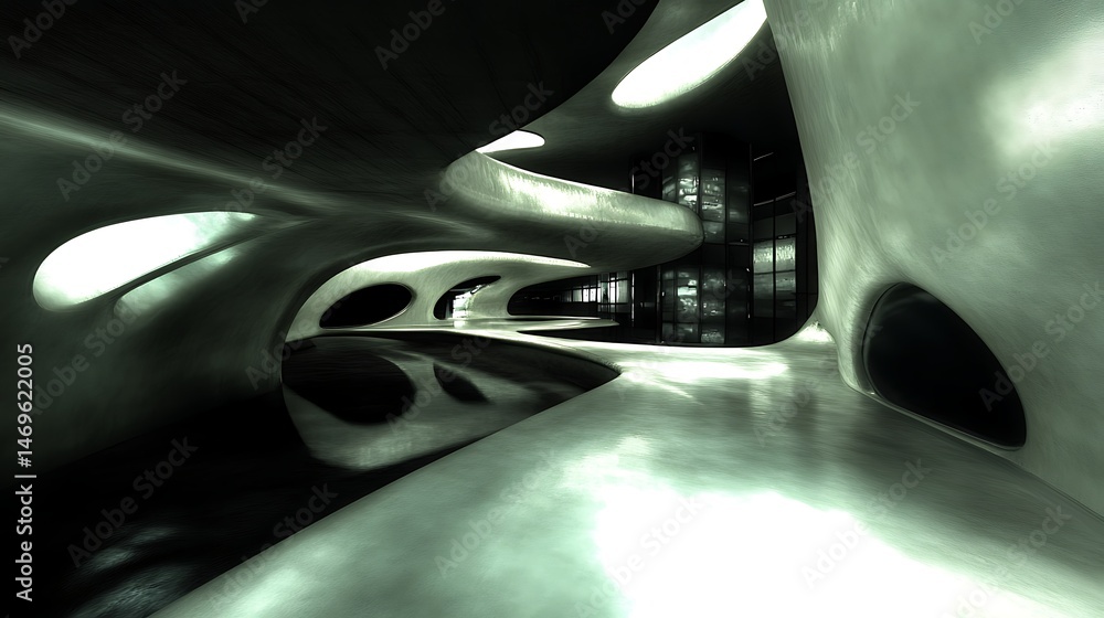 Obraz premium Futuristic, abstract architectural tunnel