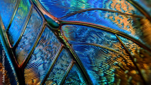 Wasp Wing Pattern Painted with Iridescent Oil Slick Swirls