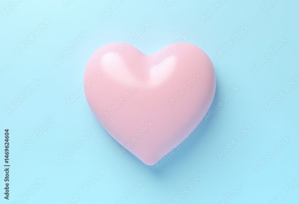 Fototapeta premium Pastel Pink Heart Shape on Light Blue Background Love, Romance, and Valentine's Day Concept