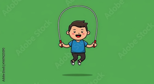 Happy Boy Jumping Rope: A Delightful Cartoon Illustration