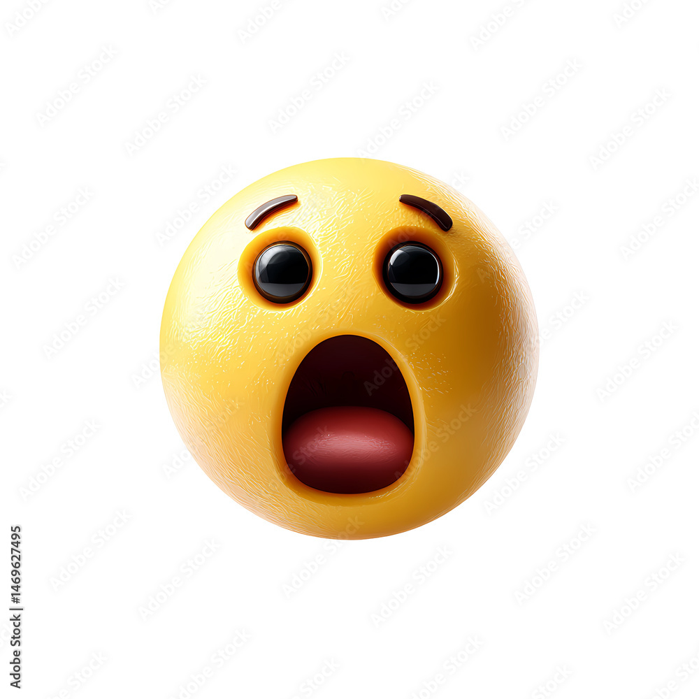 Fototapeta premium 3D Render of a Surprised Emoticon on Transparent Background