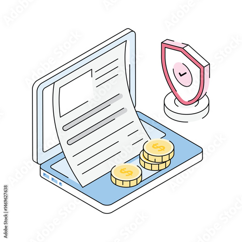 A captivating isometric style icon of business insurance
