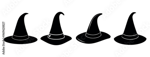A set of witch hat vector on white background 