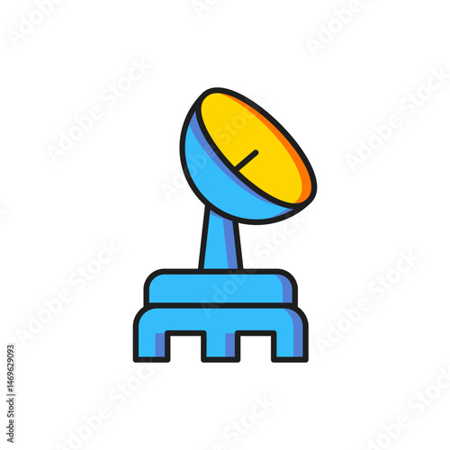 Color Radar icon isolated on white background. Search system. Satellite sign. Flat filled outline style with shadow. Vector
