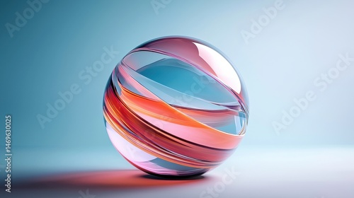 Abstract Futuristic Sphere with Layered Colors and Translucent Effects