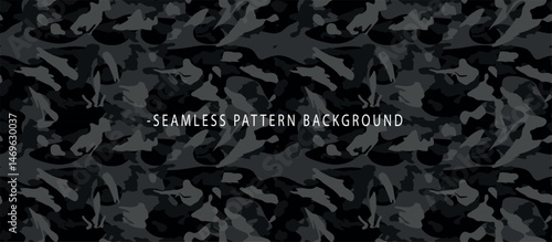 Dark Gray Camouflage Seamless Pattern Background for Design