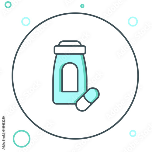 Line Sedative pills icon isolated on white background. Colorful outline concept. Vector