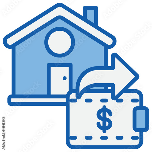 Household Spending Blue White Icon