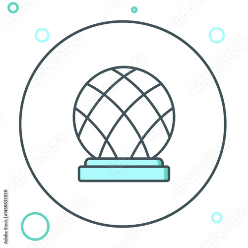 Line Montreal Biosphere icon isolated on white background. Colorful outline concept. Vector