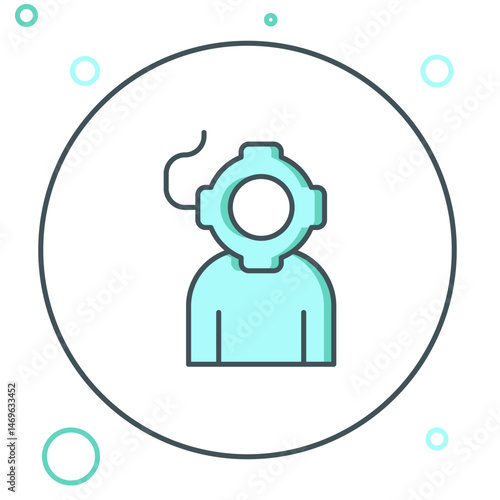 Line Aqualung icon isolated on white background. Diving helmet. Diving underwater equipment. Colorful outline concept. Vector