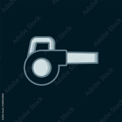 Line Leaf garden blower icon isolated on black background. Flat filled outline style with shadow. Vector