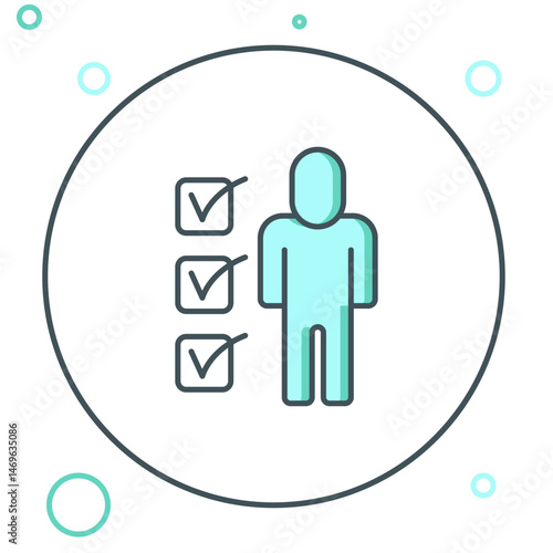 Line Resume icon isolated on white background. CV application. Searching professional staff. Analyzing personnel resume. Colorful outline concept. Vector