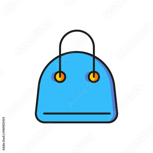 Color Handbag icon isolated on white background. Female handbag sign. Glamour casual baggage symbol. Flat filled outline style with shadow. Vector