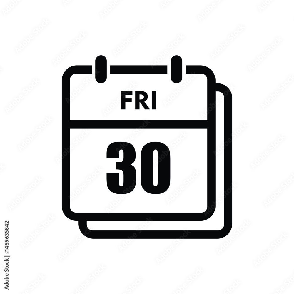 30 friday icon with white background, calender icon 30 friday icon with white background, calender icon