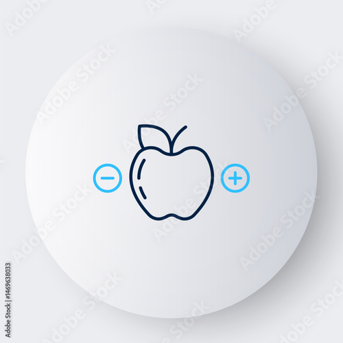Line Calorie calculator icon isolated on isolated on white background. Calorie count. Diet. Weight loss. Portion control. Healthy eating. Dietary nutrition. Colorful outline concept. Vector